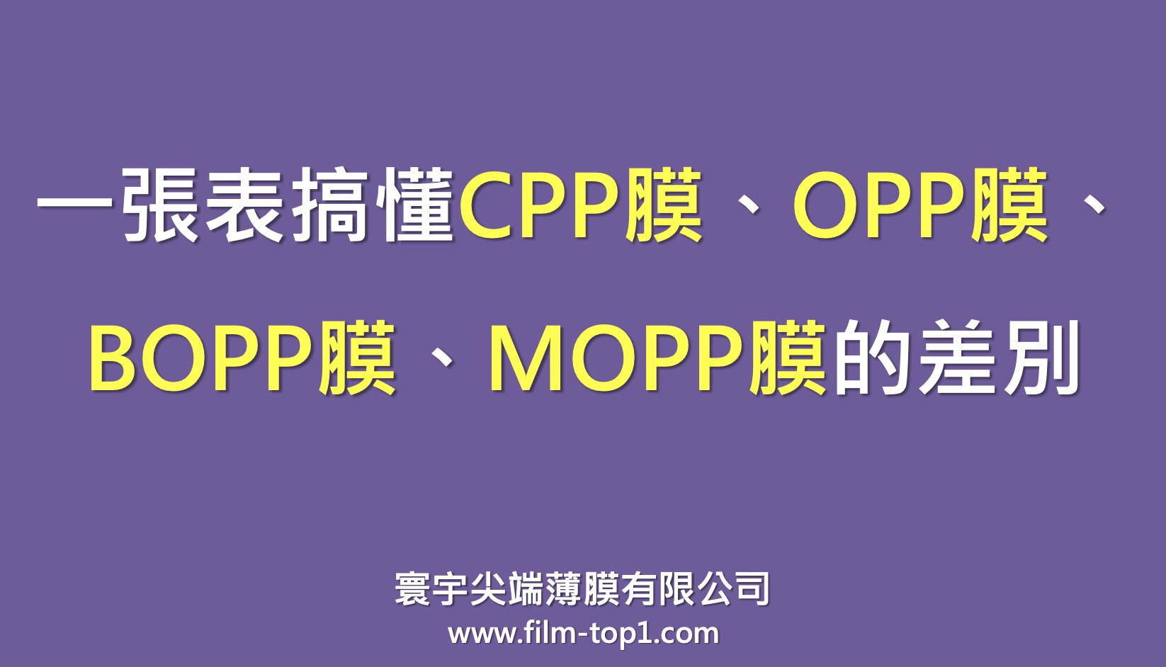 一張表搞懂OPP膜、BOPP膜、CPP膜的差別